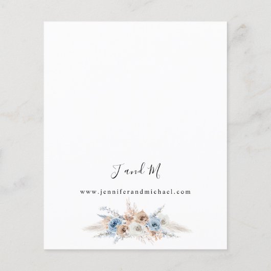 Budget Blue & Beige Boho Floral Wedding (Achterkant)