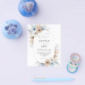 Budget Blue & Beige Boho Floral Wedding 2 Flyer (Enkel)