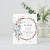 Budget Blue & Beige Boho Floral Wreath Wedding B (Staand voorkant)