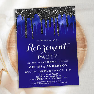 Budget Blue Black Glitter Drift Retirement Party