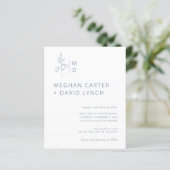 Budget Blue Botanical Monogram Weddenschap (Staand voorkant)