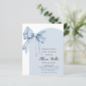 Budget Blue Bow Coquette Boy Baby Shower Invite (Staand voorkant)