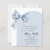Budget Blue Bow Coquette Boy Baby Shower Invite (Voorkant)
