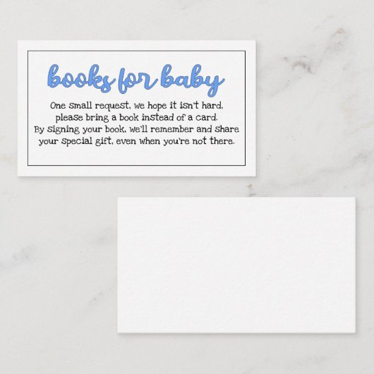 Budget Blue/Boy "Books for Baby" Tussenvoegsel Informatiekaartje (Voorkant / Achterkant)