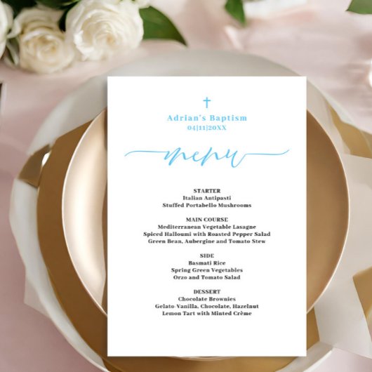 Budget Blue Boy Floral Wreath Baptiser Menu