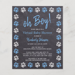 Budget Blue Boy Paw Print Virtual Baby shower