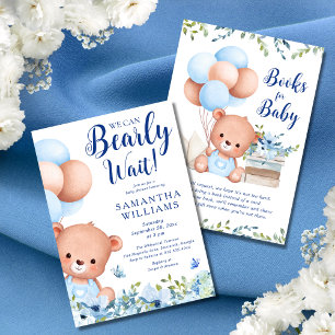 Budget Blue Boy Teddy Bear Boeken voor Baby shower Kaart