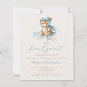 Budget Blue Boy Teddy Bear QR Code Baby shower (Voorkant)