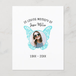 Budget Blue Butterfly   Foto Memorial Invitation