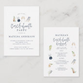 budget blue drinken bachelorette uitnodigen weeken notitiekaartje (Voorkant / Achterkant)