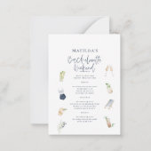 budget blue drinken bachelorette uitnodigen weeken notitiekaartje (Achterkant)