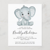 BUDGET Blue Elephant Baby shower Invitation (Voorkant)