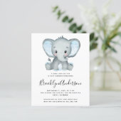 BUDGET Blue Elephant Baby shower Invitation (Staand voorkant)