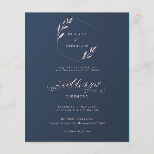 Budget Blue en Pink Foliage Weddenschap Flyer (Voorkant)