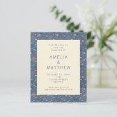 Budget Blue en Rust Boho Natuur Wedding Invite (Staand voorkant)