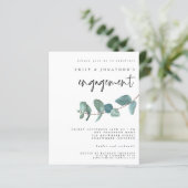 Budget Blue Eucalyptus Photo Verloving Invitation (Staand voorkant)