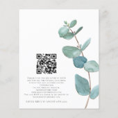 Budget Blue Eucalyptus QR Code Weduwen Uitnodiging (Achterkant)