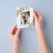 BUDGET Blue Eucalyptus Weduwfoto Save the Date Flyer (Hand)