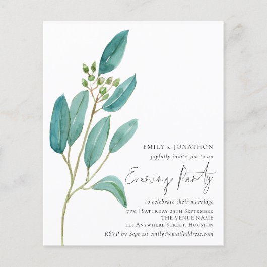 Budget Blue Feuille Mariage Soirée (Devant)