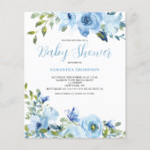Budget Blue Floral Baby shower Invitation Flyer (Voorkant)