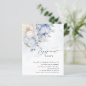 Budget Blue Floral Engagement Party Uitnodigingen (Staand voorkant)