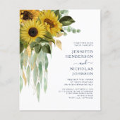 Budget Blue Floral Sunflower Eucalyptus Weddenscha (Voorkant)