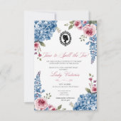 Budget Blue Florals Bridgerton Birthday Party Kaart (Voorkant)