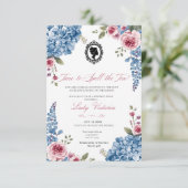 Budget Blue Florals Bridgerton Birthday Party Kaart (Staand voorkant)