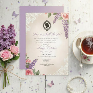 Budget Blue Florals Bridgerton Birthday Party Kaart