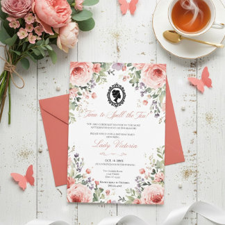 Budget Blue Florals Bridgerton Birthday Party Kaart