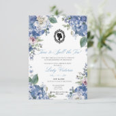 Budget Blue Florals Bridgerton Birthday Party Kaart (Staand voorkant)