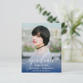 BUDGET BLUE Glitter Ombre Girly Foto Afstuderen (Staand voorkant)