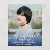 BUDGET BLUE Glitter Ombre Girly Foto Afstuderen (Voorkant)