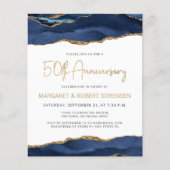 Budget Blue Gold Agate 50th Jubileum Invitation (Voorkant)