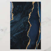 Budget Blue Gold Agate Dark Wedding Invitation (Achterkant)