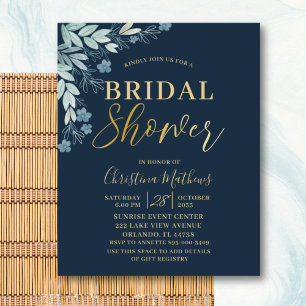 Budget Blue & Gold Floral Bridal Shower