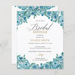 Budget Blue Gold Floral Bridal Shower
