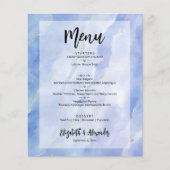 Budget Blue Gold Marble Wedding Menu (Voorkant)