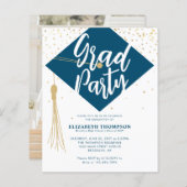 Budget Blue Gold Photo Graduparty (Voorkant / Achterkant)