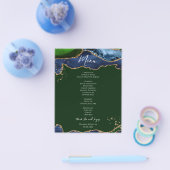 Budget Blue Green Agate Wedding Menu (Enkel)