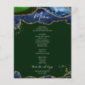 Budget Blue Green Agate Wedding Menu (Voorkant)