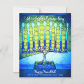 Budget Blue Hanukkah Menorah Shine Bright Kaart (Voorkant)