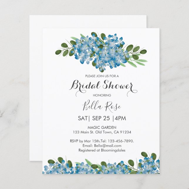 Budget Blue Hydrangea Bridal Shower (Voorkant / Achterkant)