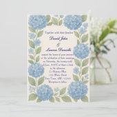 Budget Blue Hydrangea Photo Faire-part de mariage (Debout devant)