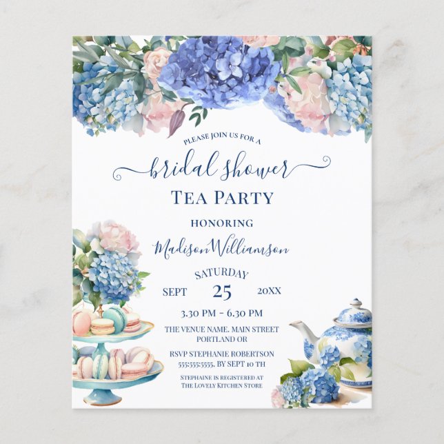 Budget Blue Hydrangea Vrijgezellenfeest Tea QR-cod (Voorkant)