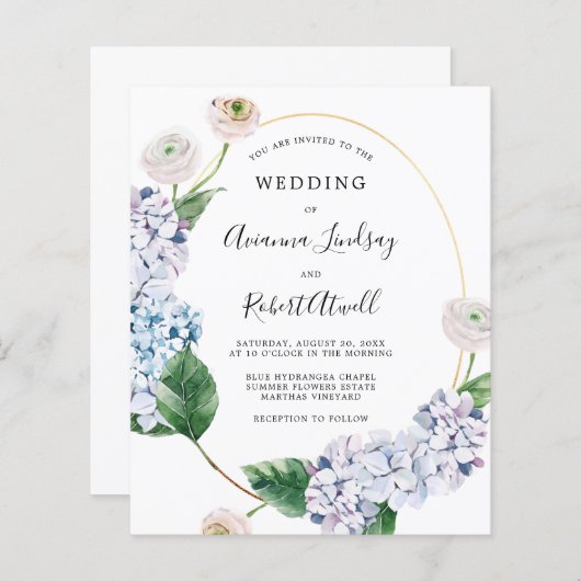 Budget Blue Hydrangea Wedding (Voorkant / Achterkant)