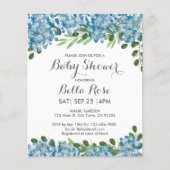 Budget Blue Hydrangeas Baby shower Uitnodiging (Voorkant)
