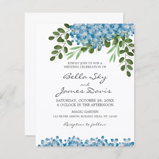 Budget Blue Hydrangeas Wedding (Voorkant / Achterkant)