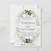 Budget Blue lijst bruiloft Kaart (Voorkant)