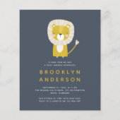 BUDGET Blue Lion Boy Baby shower Uitnodiging (Voorkant)